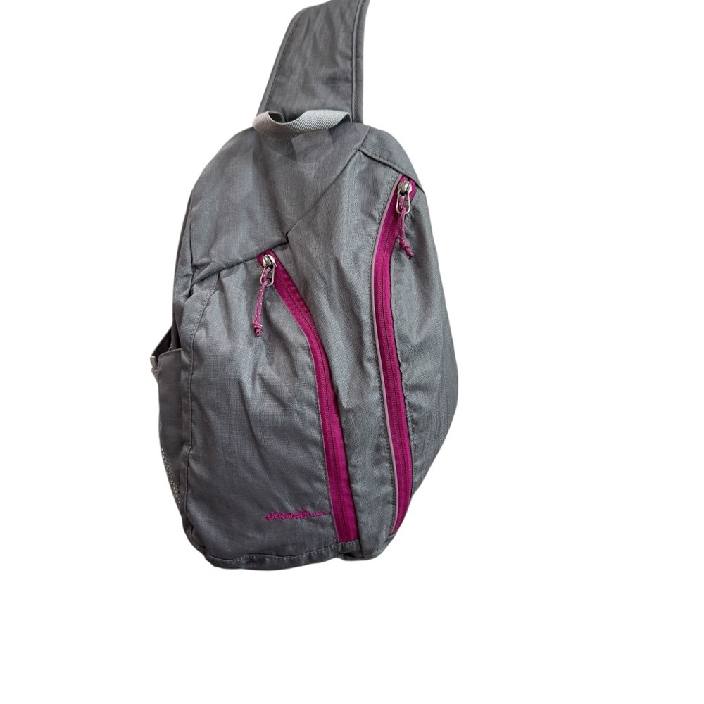 Eddie Bauer Gray and Pink Sling Bag EUC